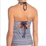 Splendid  Halter Striped Scoop Neck Tie Back Tankini Top Size Small White Blue Photo 9