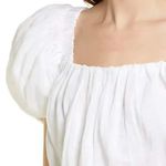 frame denim Frame Ruched Crop Puff Sleeve Blouse in Blanc Size Medium NWOT Photo 1