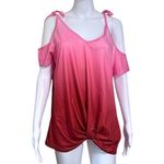 SheIn Pink Ombre Cold Shoulder Tie Strap Top | Size XL Photo 1