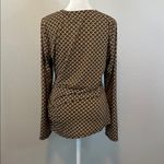 Michael Kors Chain Print Faux Wrap Blouse Tan/Brown Size Large Brown Photo 2