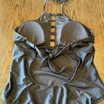 Mossimo black floral high neck one piece swimsuit, XL Black Photo 2