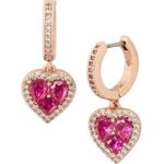 Kate Spade spell it out crystal pink heart gold huggie earrings NWT π Photo 0