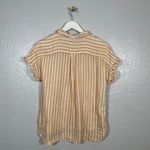 Faherty Women M Yellow White Stripe Avery Shirt Linen Button Front Dolman Boho Size M Photo 5