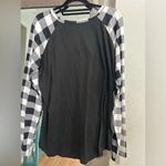Acting Pro Buffalo Check Raglan Long Sleeve Top 2X  Black White Photo 3