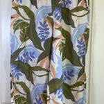 Tahari Linen Wide Leg Pants Medium Floral Leaf Print Elastic Waist Resort Boho Photo 0