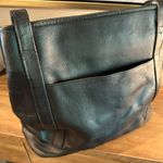 Vintage Coach Style Black Leather Shoulder Bag Magnetic Closures Photo 1