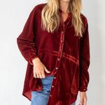 Natural Life  Laid Back Velvet Button Down Top Photo 0
