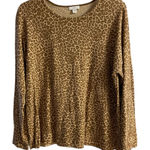 J jill crewneck animal printed knit top cotton blend Medium Petite Tan Size undefined Photo 0