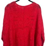 Free People NEW Intimately  Red Floral Eyelet Deep V Cozy Long Sleeve Size XS/S Photo 5