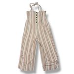 American Eagle  Boho Striped Gauze Wide Leg Smocked Jumpsuit Beige Large Photo 10
