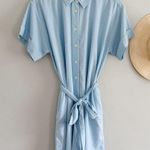 J.Crew Factory | NWT Linen-blend belted mini shirtdress in Light blue | Sz M Photo 0
