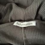 Reformation  Boat Neck Black Ribbed Midi Dress Small Long Sleeve Ruched Slit Photo 5