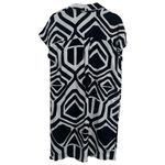 NEW George Geometric Popover Short Sleeve Dress Vacation Resort Coastal Size 10 Black Photo 4