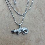 Silver Tone Crystal Alligator Double Anklet Ankle Photo 1