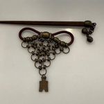 Elegant Bronze Hair Stick with Chain Accent Brown Photo 0