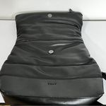 DKNY Pola Foldover Logo Black Women's Faux Luxury Soft Leather Backpack Photo 3