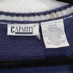 Vintage Knit Sweater Vest Floral Appliqué Cottagecore Boho farmcore Grandma M Blue Size M Photo 4