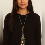 Handmade NWT Boho Turquoise & Shell Cluster Necklace Antique Gold Tone Chain Coins Beachy Photo 5