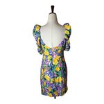 ZARA  Dress Women Medium Purple Yellow‎ Floral Balloon Sleeve Corset Style Mini Photo 3