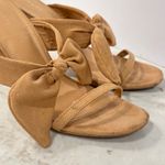 EXPRESS  Womens Heels Mules Slides Stiletto Bow Sandal‎ Size 9.5 Beige wedding Photo 7