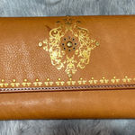 Kate Landry genuine leather Brown and Gold Wallet with Ornate Medallion Photo 0