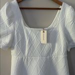 Rihoas The Solid Textured Puff Short Sleeve Mini Dress Square Neck White Size L Size L Photo 7