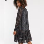 ASOS  Y.A.S chiffon smock dress with drop hem mixed floral and stripes size S Photo 3
