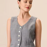 Rihoas Grey V Neck Button Vest Gray Size XL Photo 0
