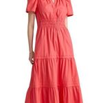 Quince Spice Coral Tiered Organic Cotton Maxi Dress Women's Sz Medium NWT 75 Photo 0