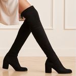 Stuart Weitzman new ❤︎︎ Iconic Tieland OTK Heeled Boots ❤︎︎ Black Suede ❤︎︎ 8.5M Photo 0