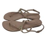 Tory Burch  Sling Beige Sandals Gold Logo‎ Medallion Size Women's  9 M Photo 2
