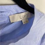 Loft Embroidered Cotton Short Sleeve Shirt Blue Small Boho Photo 4