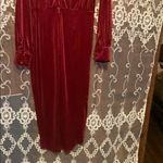 Red Velvet Plunge Gown with Bishop Sleeves Size L Photo 5