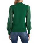 CeCe  Clip Dot Sleeve Sweater, Holiday Christmas Party Top, Green, Size Small NWT Photo 1