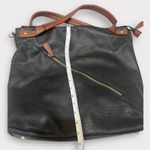 NWOT. Large Black Faux Leather Purse with Brown Straps Photo 3