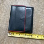 Christian Dior 80s Vintage Leather Wallet Snap Bifold Coin Purse Unisex Navy Red Photo 13