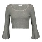 A.L.C. Shiloh Striped Crop Wool Blend Blouse Photo 1