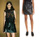 NWT Sea New York Ayden Lamb Leather Mini Skirt with wide belt in Size 0 Black Photo 3