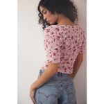 Free People NWOT  Pink Floral Rosie Posie Smocked Cropped Y2K Feminine Top S Photo 1