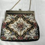 Vintage Womens Needlepoint Floral Tapestry Purse Multicolor Gold Chain Strap Photo 2