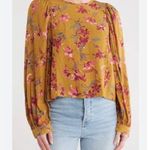Melrose and Market Womens Mustard Floral Long Sleeve Fall Blouse Size Small Photo 0
