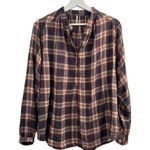 Free People Sz XS Button Front Shirt Northern Bound Plaid Flannel Onyx Oversized Photo 1