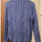 L.L.Bean Large Cable Knit Fisherman Sweater 100% Cotton Sky Blue Pullover Photo 1