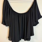 AQUA  Bloomingdale Black Ruffled Top SOLD OUT online. Sz S MSRP: $88 Like New! Photo 1