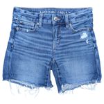 American Eagle The Dream Midi Jean Shorts Size 0 Distressed Frayed Hem Stretch Photo 0