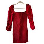 Reformation  Red Jacinta Linen Blend Bodycon‎ Smocked Mini Dress Medium Photo 1
