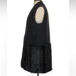 ZARA  Black Wool Blend Faux Fur Jacket Vest Pockets Women Size Small S Oversized Photo 4
