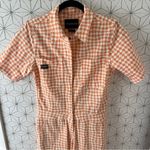 Wildfang Peach White Checkered Jumpsuit Orange Size XS Photo 1