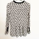 Anthropologie Vanessa Virginia Owl Novelty Print Henley Top Black Cream Size 2 Photo 5