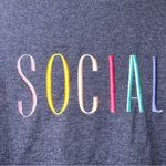 Wildfox  Social Women's Navy Blue Sweatshirt Embroidered Large Photo 5